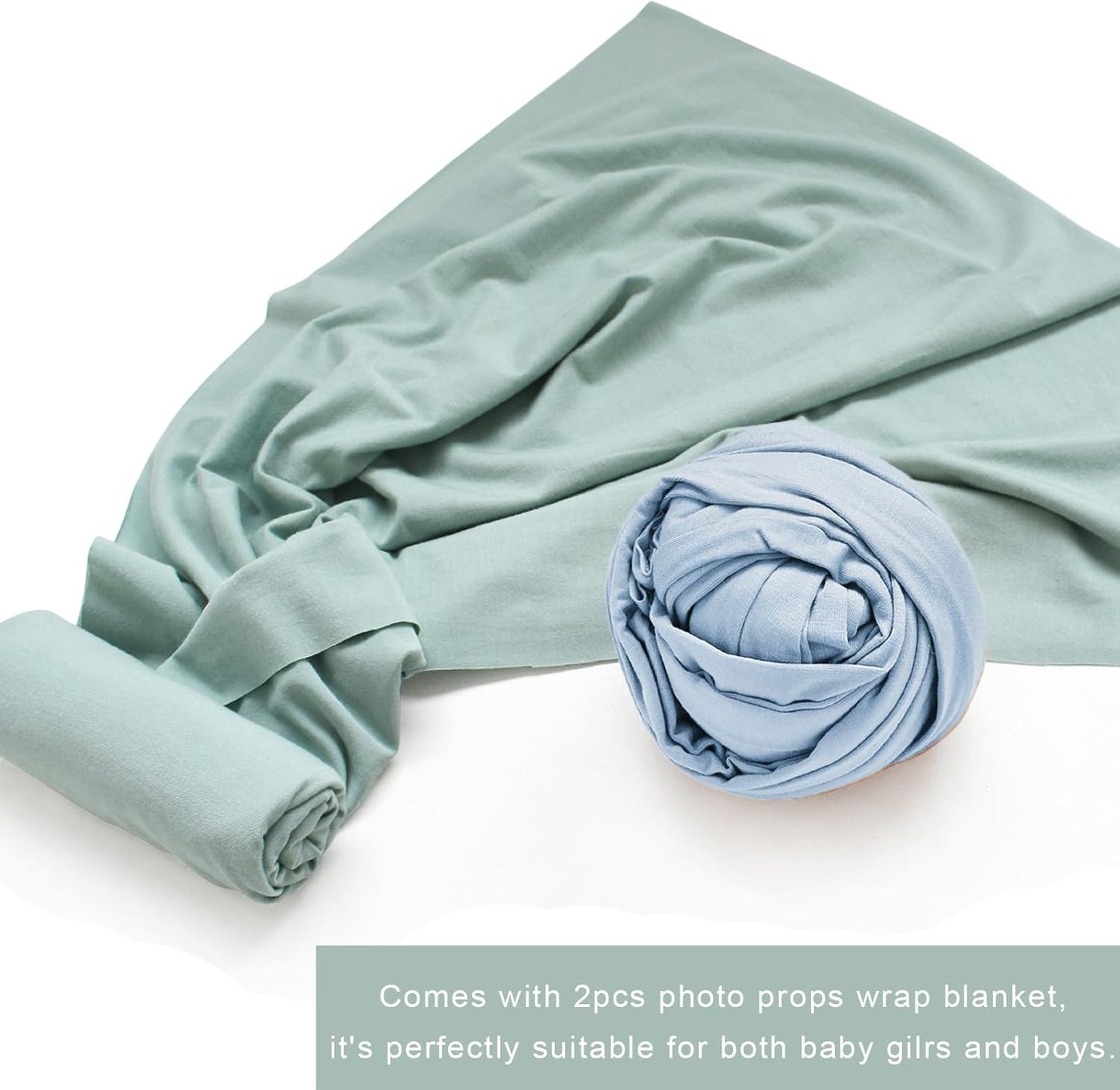 Sage & Blue Wrap Blanket for Newborn Photography - Baby Props for Boys & Girls