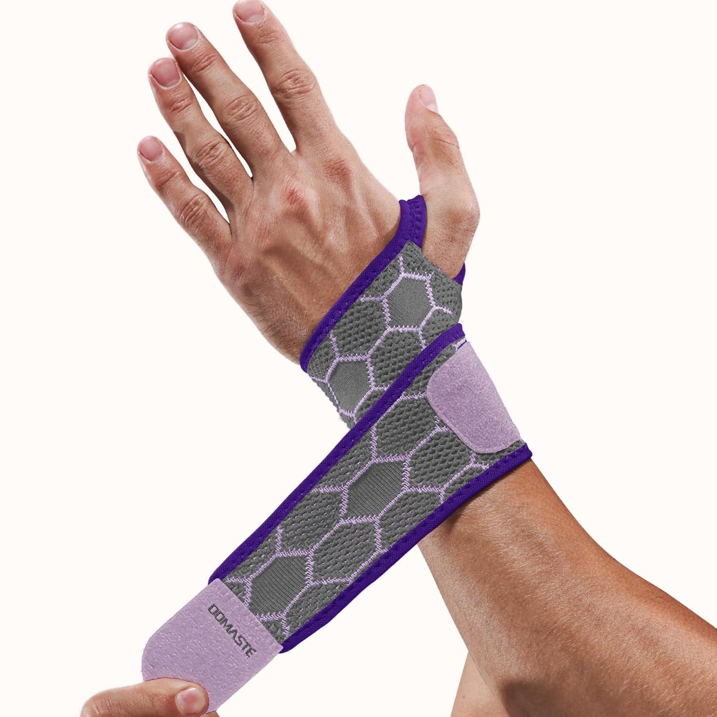 Domaste Sport Slim Wrist Wrap - Wrist Brace for Carpal Tunnel, Neoprene-Free Compression Wrist Support for Workout, Adjustable Wrist Guards Fit Right Left Hand (Saruk Grey, Pack of 1)