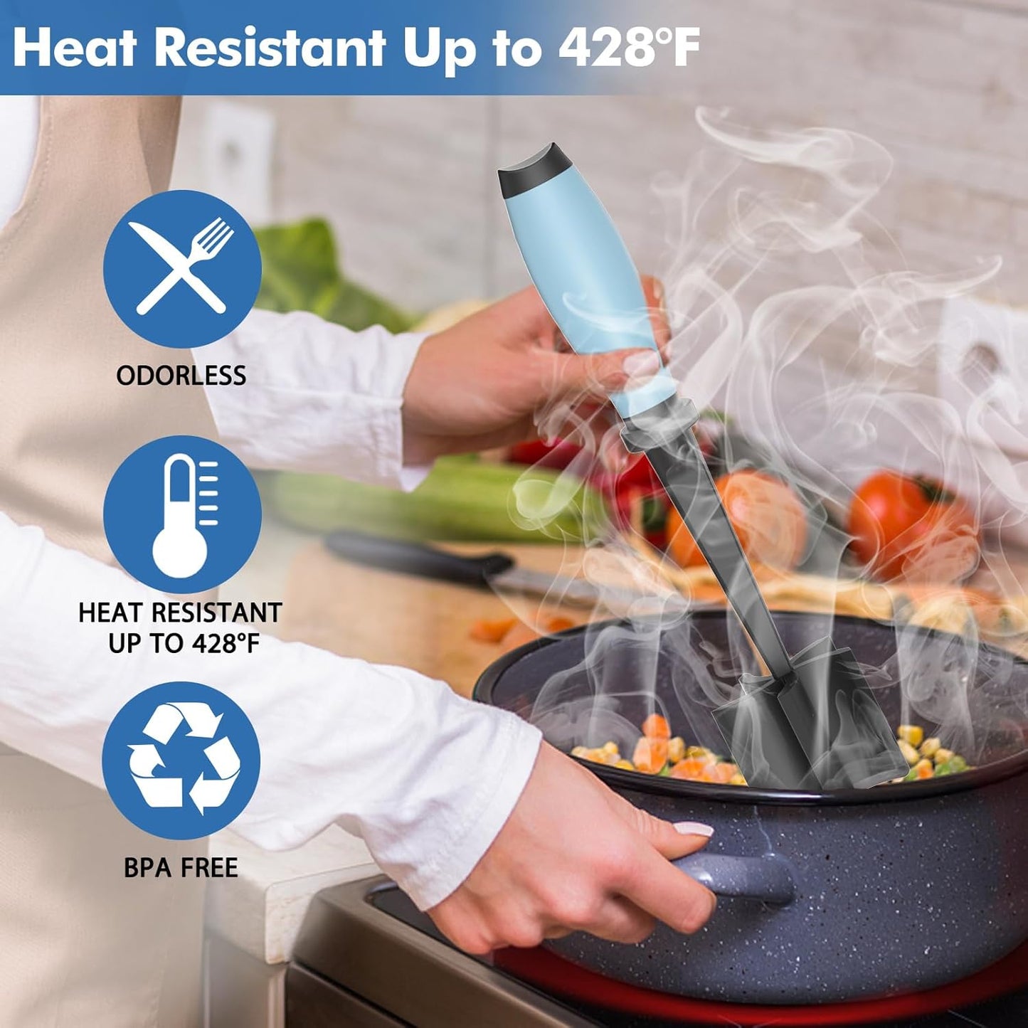 Skiennix Meat Chopper - Heat Resistant Nylon Hamburger Masher Tool | Aqua Color, Perfect for Ground Beef