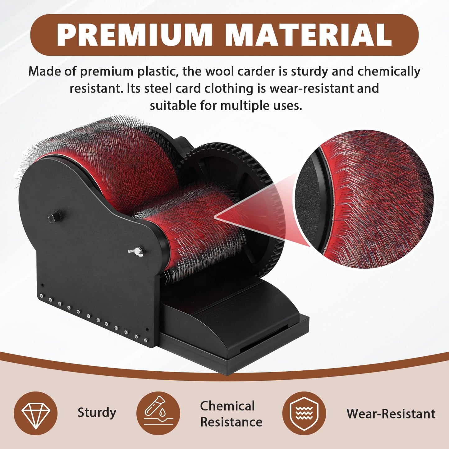 Consfly Electric Wool Drum Carder Wool Carding Machine w/Brush, Awl & 2 Foot Switches, 0-56 RPM Fiber Combing Machine for Blending Mixing