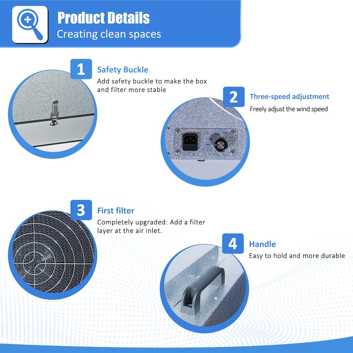 JJFFTAO FFU HEPA H14-Filter Laminar Flow Hood Updated FanFilter Unit（Include HEPA Filter）100/ISO Class 5 Cleanroom/Laboratory/Cleanroom/Mushroom Room, Laminar Air Flow Hood(22.6"x22.6"110V)