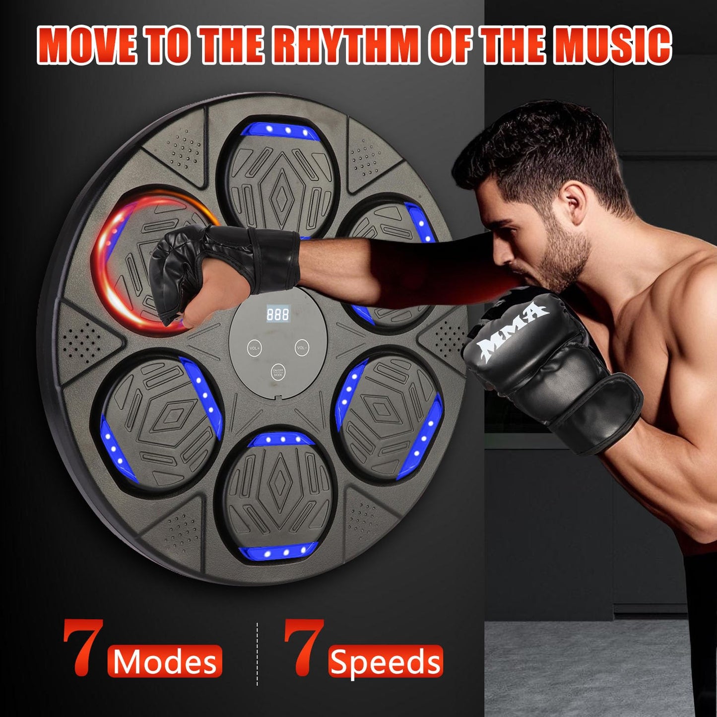 Stomonster Music Boxing Machine, Smart Bluetooth Boxing Equipmen with Gloves, Boxing Machine Wall Mounted Music for Kids Adult, Boxing Target Workout Equipment for Home, Office, Gym (Black)
