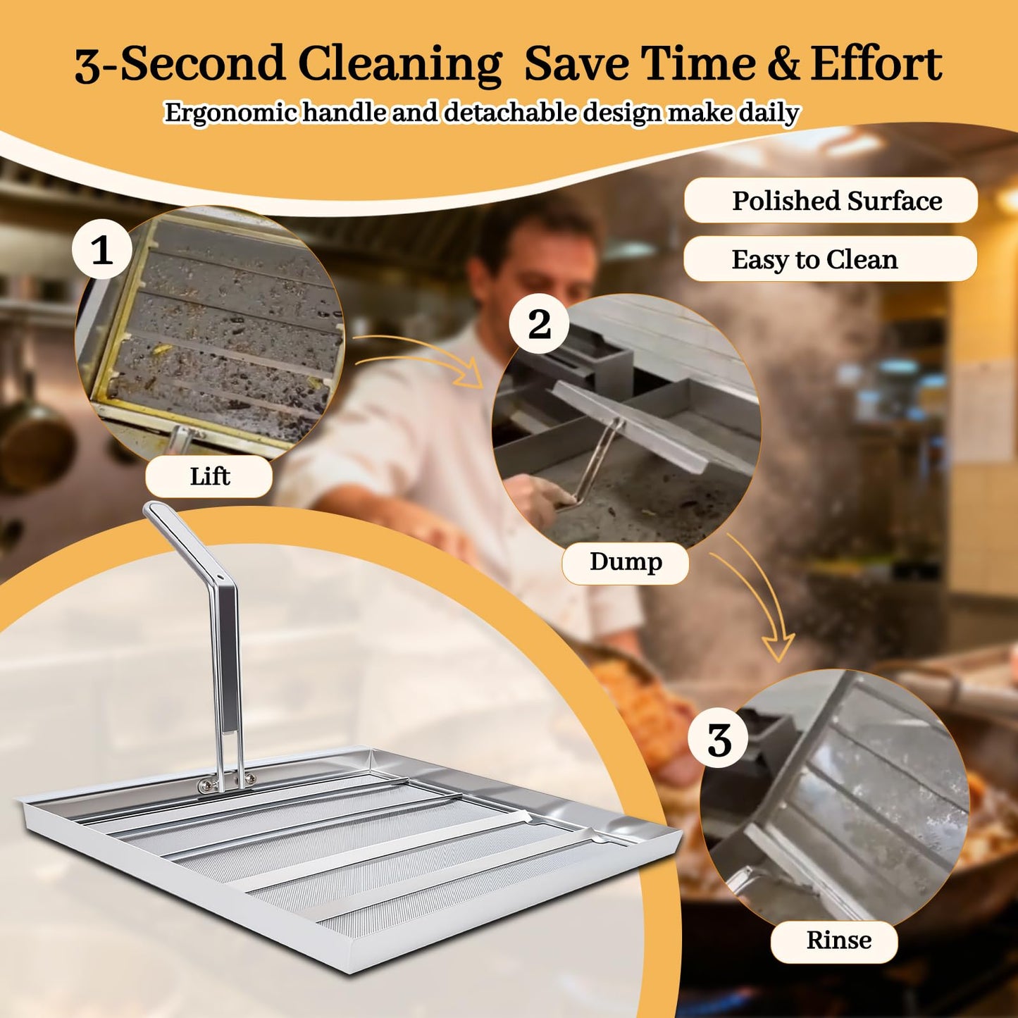 Upgraded Replacement AF45/TK45 Deep Fryer Filter Screen -13.75"x13.75"-304 Stainless Steel 500 Micron Mesh-Enhanced Screws,Extends Oil Life 40%,Fits Pitco, Avantco, American Range Fryers-10YR Warranty