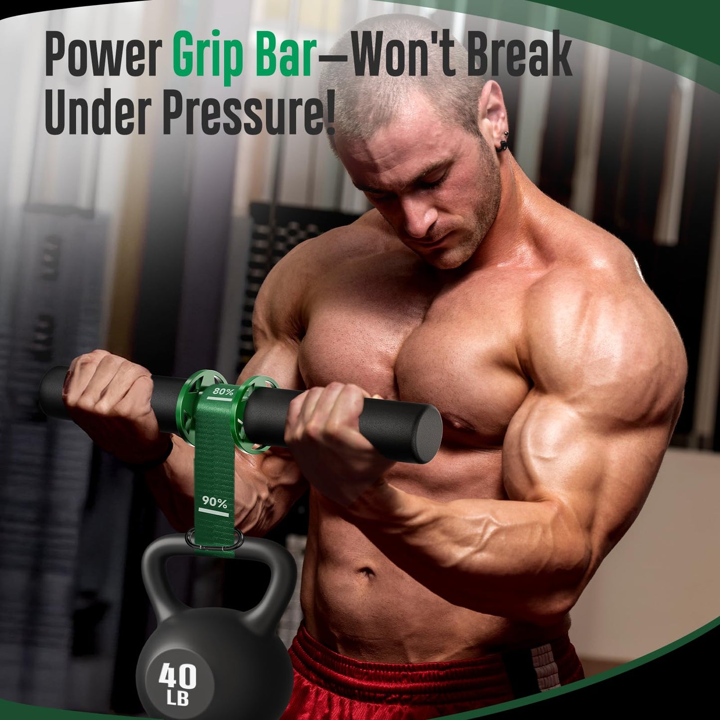FitBeast Forearm Strengthener, Wrist Roller with Thickened Anti-Slip Grip Handles, Forearm Strength Trainer with Adjustable Strap - Ideal for Forearm Exerciser, Grip Strength, Muscle Building (Green)