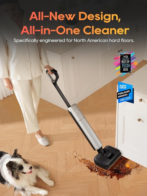 DREAME Aero Pro Wet Dry Vacuum Mop - Ultra-Slim Design with Self-Cleaning & Self-Drying | 60 Min Runtime for Pet Owners