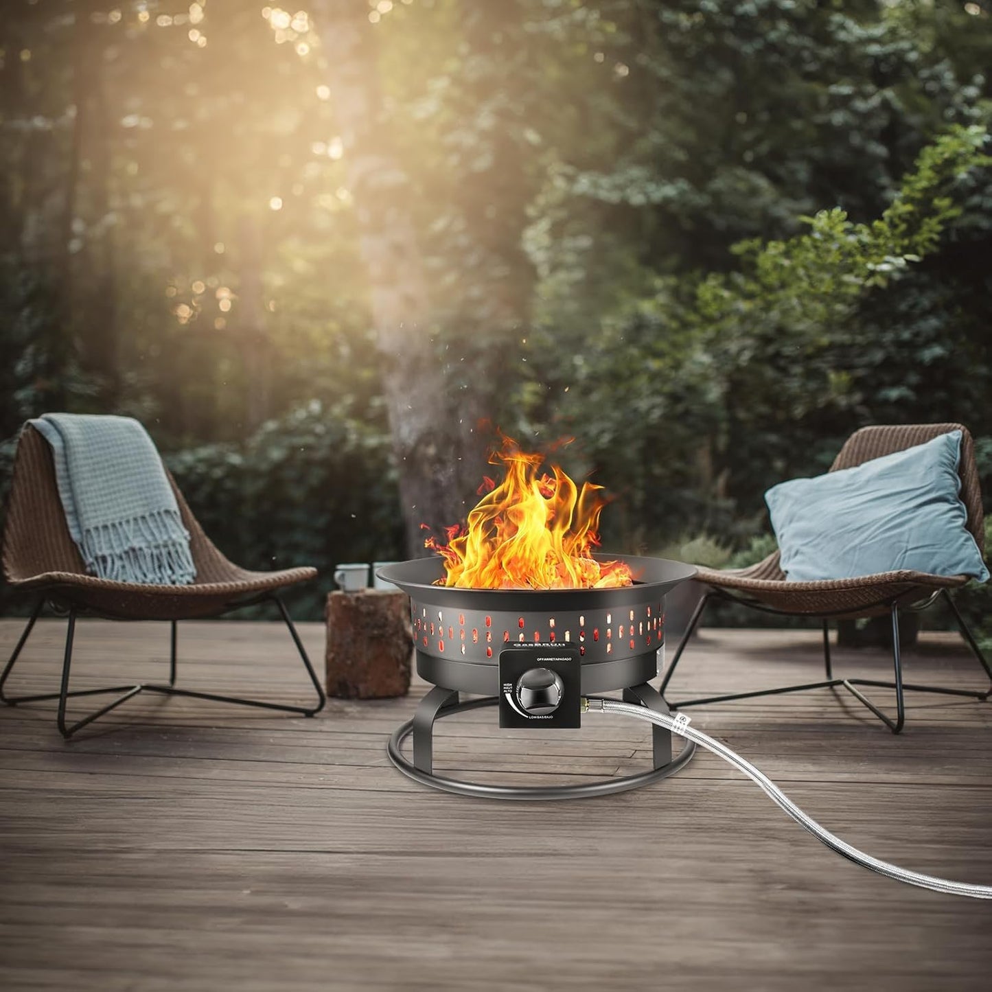 GasBRUH 19″ Outdoor Portable Propane Fire Pit with Grill Grate, Cover&Carry Kit,60,000 BTU Camping Propane Firepit,Smokeless Gas Firebowl, Portable Gas Fire Pit for Outside Patio,Camping,RV