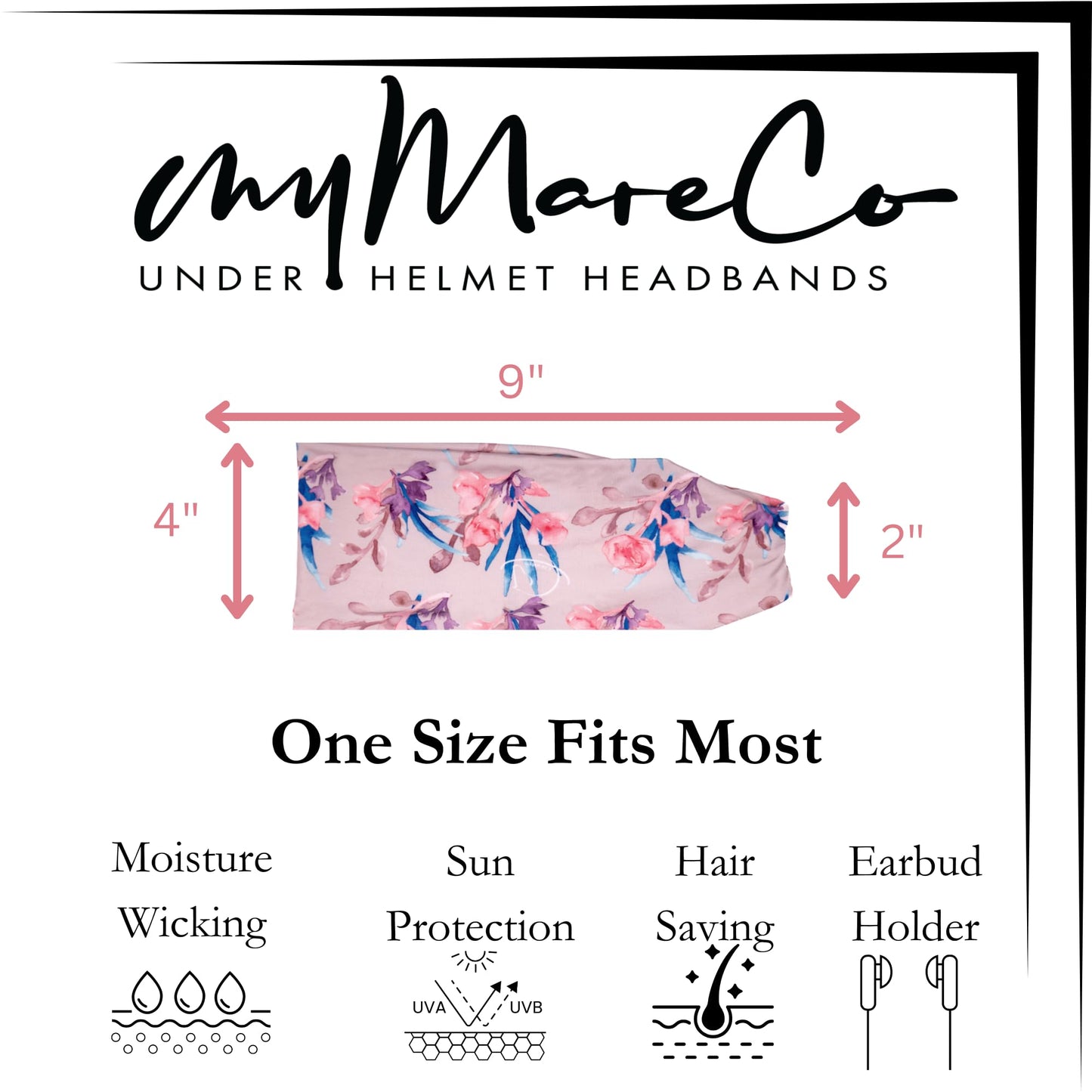 myMareCo Equestrian Headbands for Women, Under Riding Helmet Bands, Sportswear Wide Hair Wrap Suitable for Use with Bike Helmets, Yoga & Hiking