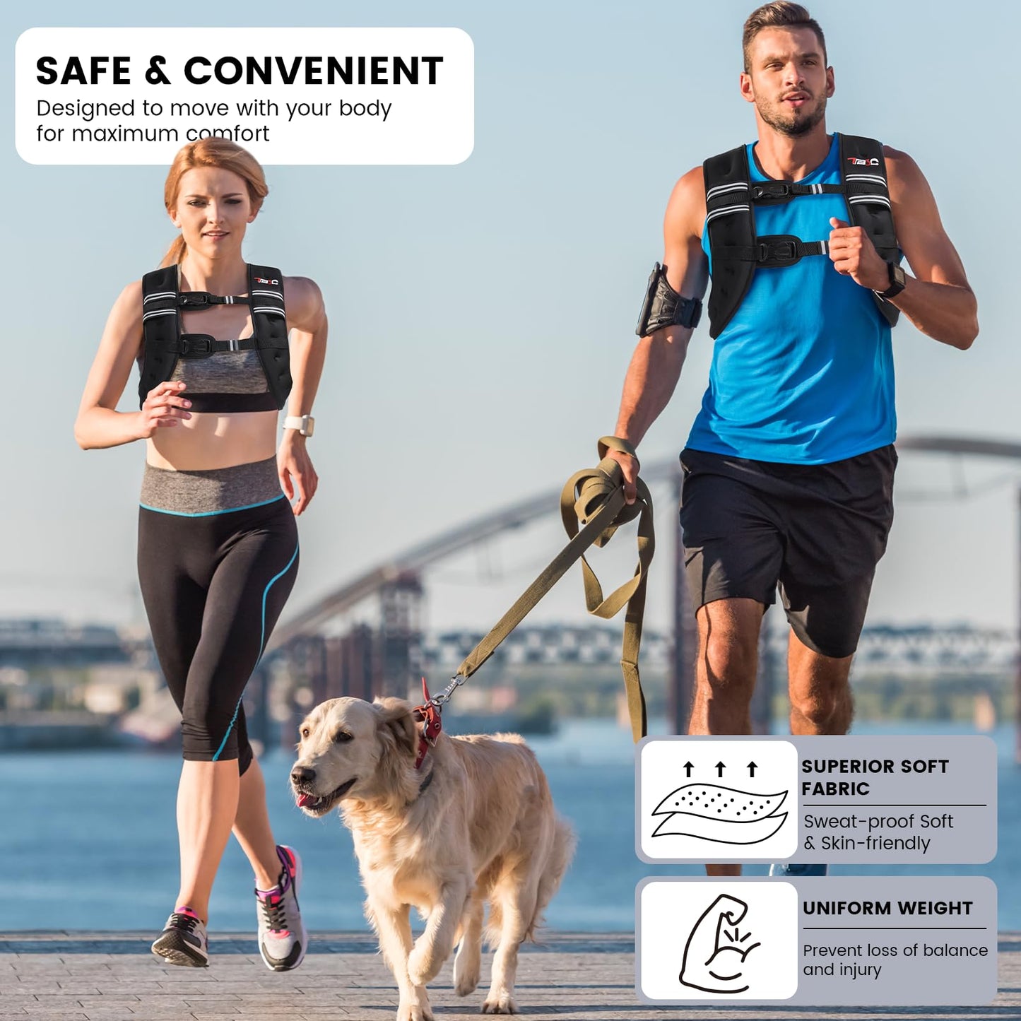 TB3C Weighted Vest Woman, 20 LB Womens Weight Vest for Walking, Strength Training Weight Vests for Men, Reflective Stripe Fitness Vest for Workout Running Jogging