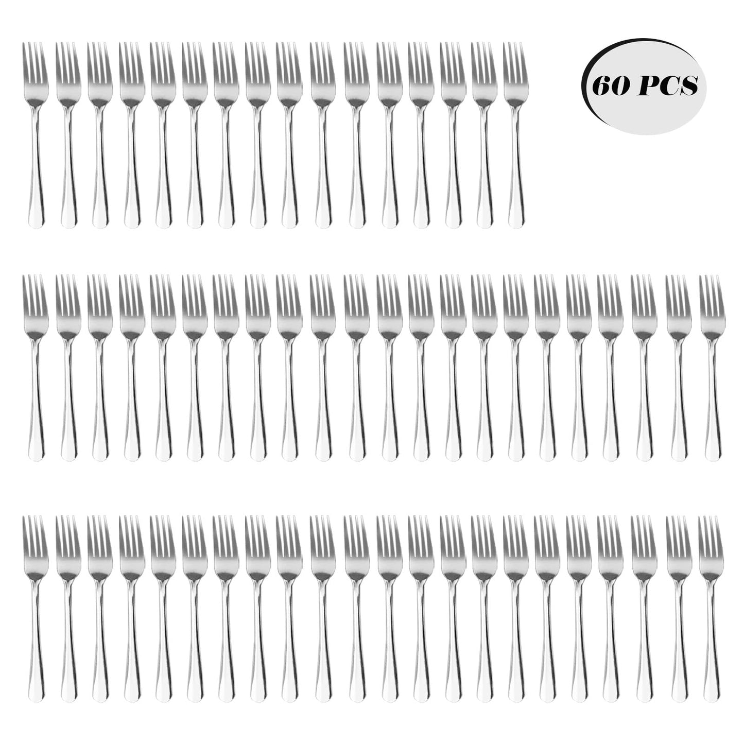Hansmart 60 PCS Dinner Fork Set - Windsor Stainless Steel Silverware Fork 7.1 Inch with Dishwasher Safe Flatware Forks for 60,Table Forks for Home,Kitchen or Restaurant