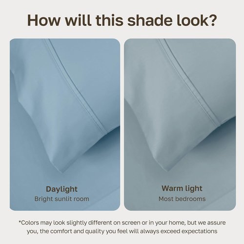 California Design Den Queen Bed Sheet Set - 100% Cotton, 400 Thread Count, Silky Smooth Sateen - Sky Blue