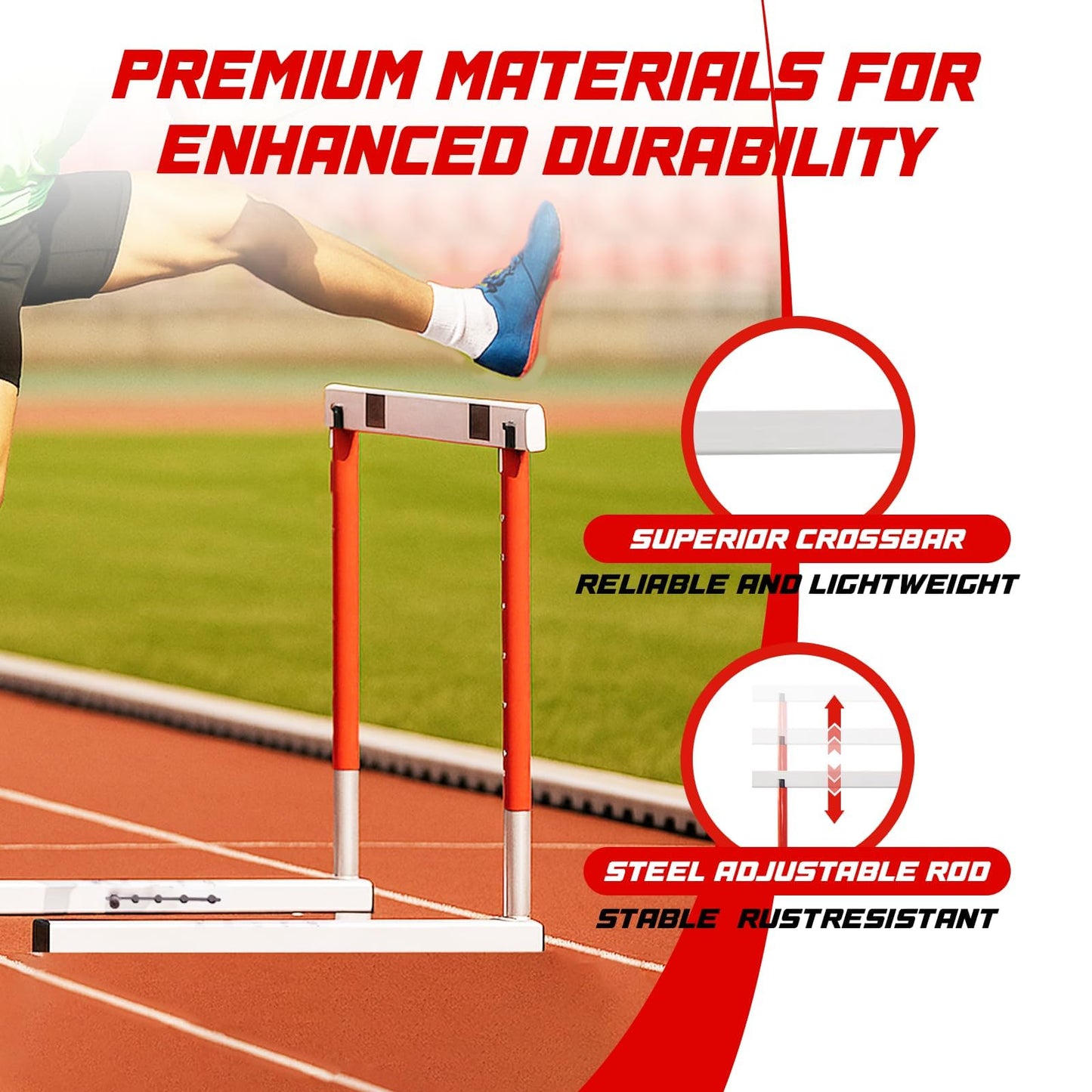 DRKSBESTO Adjustable Track and Field Hurdles Height Sports Training Hurdle with Counterweight Heavy Duty Track and Field Equipment Practice Training from 30 to 42 Inch for Athletes Adults(2 pcs)