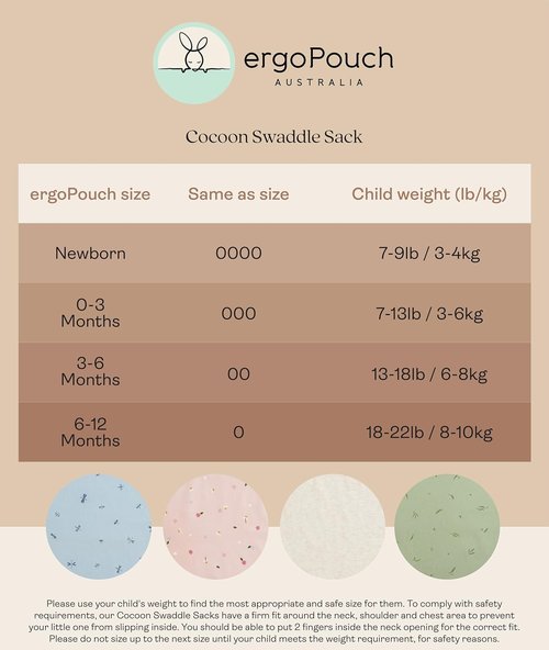 ergoPouch Cocoon Swaddle Sack 0.2 TOG - Gentle Snug Fit Baby Sleep Sack for Calm Sleeping (3-6 Months, Blush Leaf)