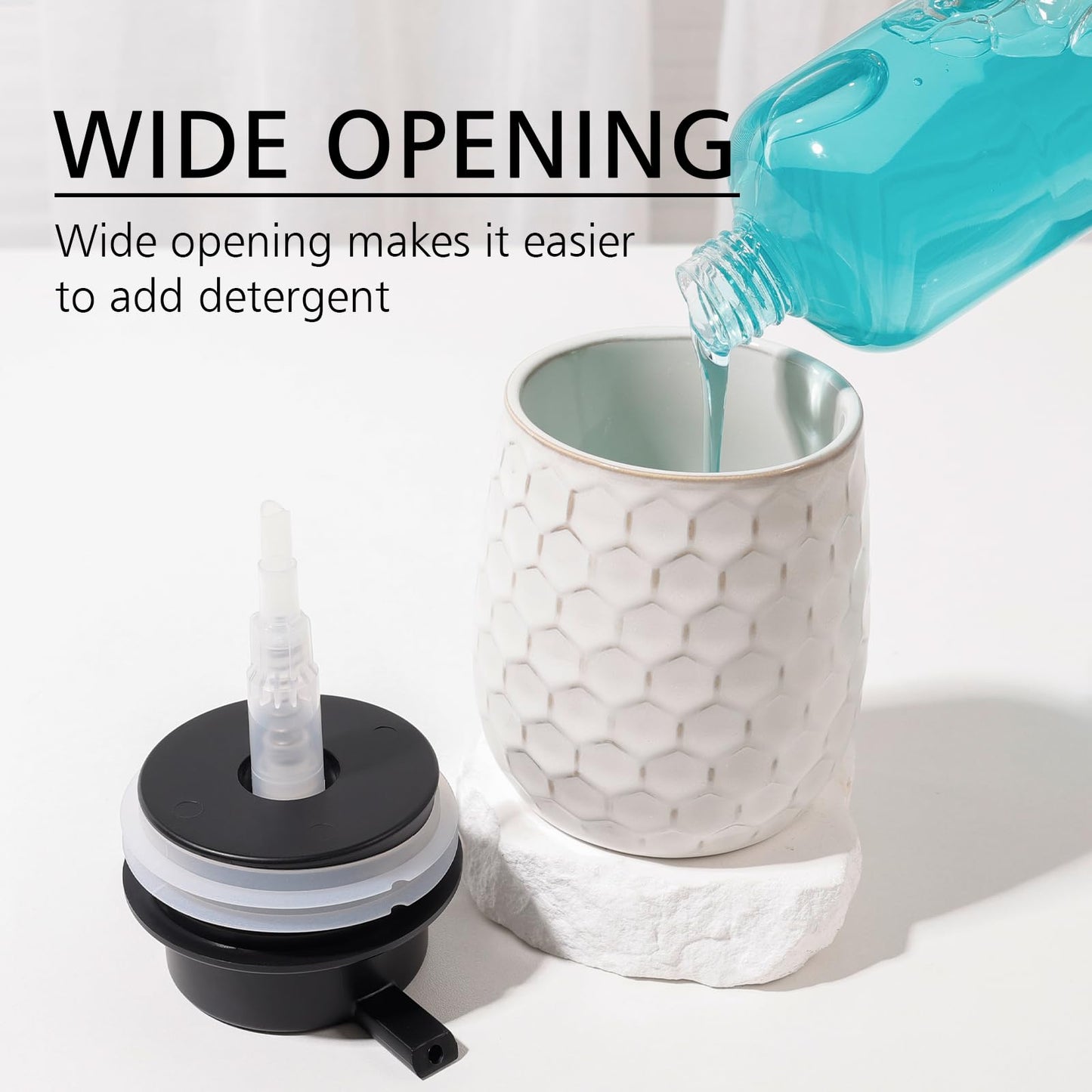 Soap Dispenser, 12 OZ Ceramic Liquid White Hand Soap Dispenser with Honeycomb Design for Kitchen or Bathroom, Refillable Dish Lotion Dispenser, ANTIS'S HOME