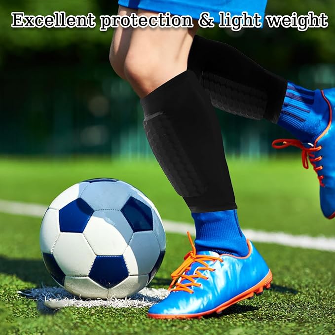 Shin Defender Shin Guards Kids, Soccer Shin Guards Shin Pads for Kids Youth Adult, Lightweight Calf Protective Gear with Honeycomb Pads, Lightweight Calf Protective Soccer Gear, 6-8,8-10,10-12