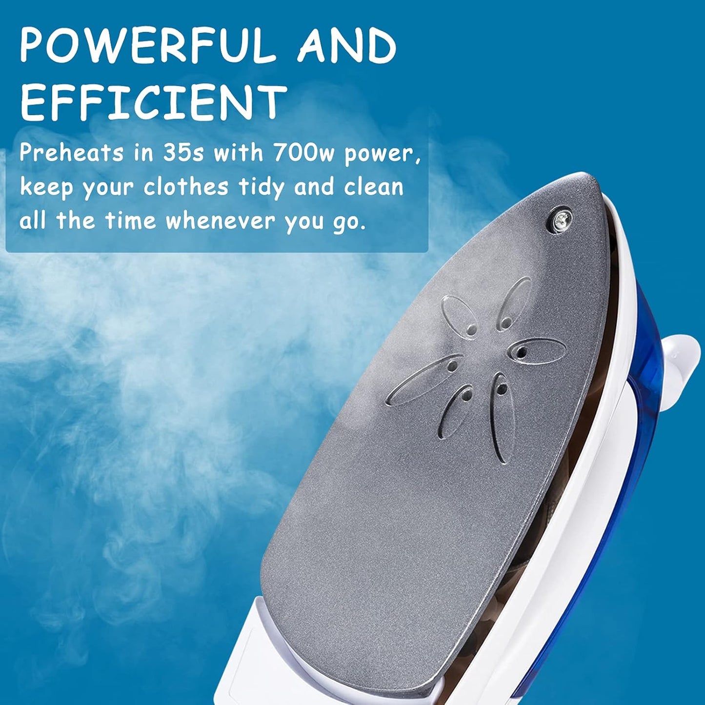 Skiennix Portable Travel Steam Iron - Handheld Mini Iron with Non-Stick Sole Plate & Detachable Water Tank