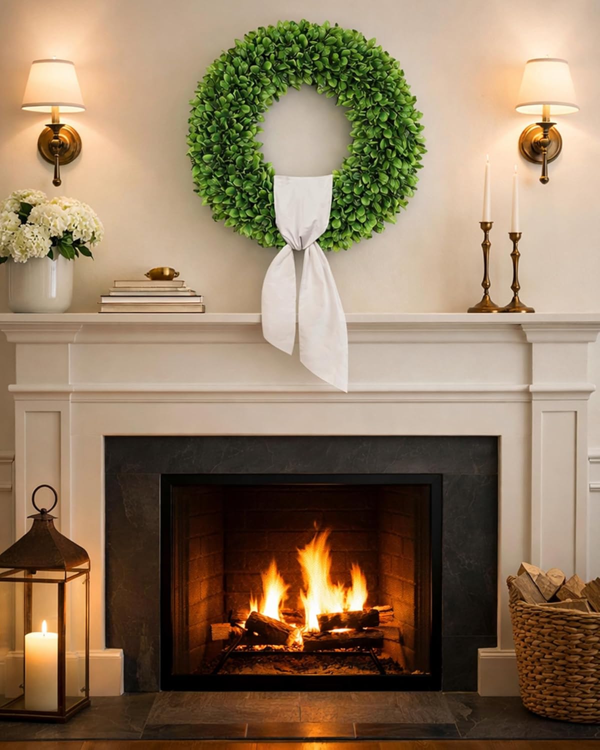 Regine Switzerland 20-Inch Artificial Boxwood Wreath - Versatile Greenery for All Seasons, Perfect for Home Decor & Weddings