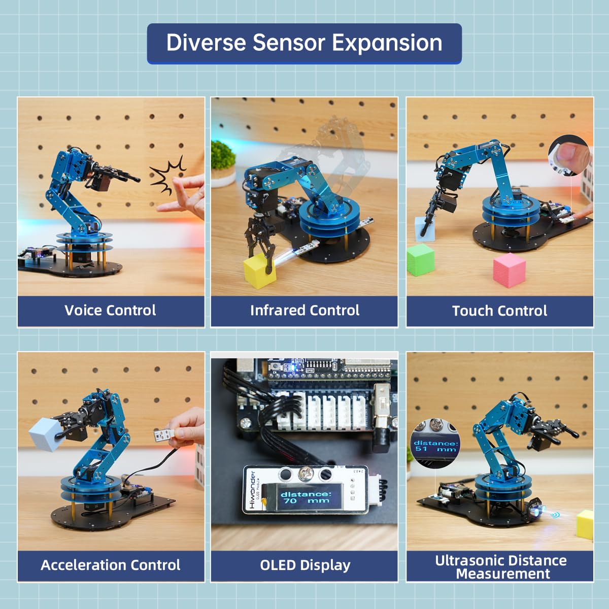 Robotic Arm for Arduino AI Vision & Voice Interaction 6DOF Serial Bus Servo Smart Robot Arm, STEM Project Educational Robot & Engineering Kits, Science/Coding/Programming Set, LeArm AI Standard Kit