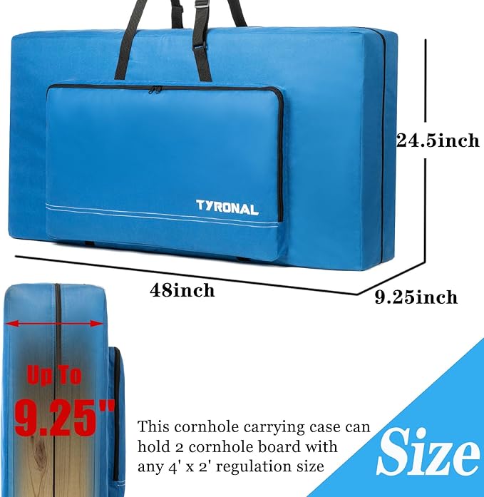 Cornhole Carrying Case Fits 4' x 2' Regulation Size Board, Cornhole Carrying Bag with Protective Padded Foam and One large pockets for Cornhole Outdoor Games, Only Bag. (Blue)