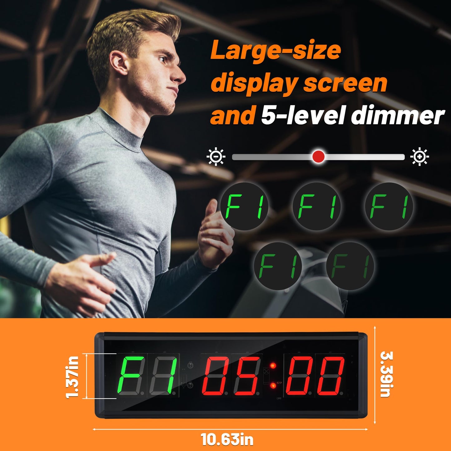 Faweskiy Upgraded Gym Timer Clock for Tabata/FBG/EMOM - Large Digital Interval Workout for Fitness Enthusiast, Count Down & Up | Stopwatch | Workout Clock for Home Gym/Yoga/Boxing/Garage Fitness Times