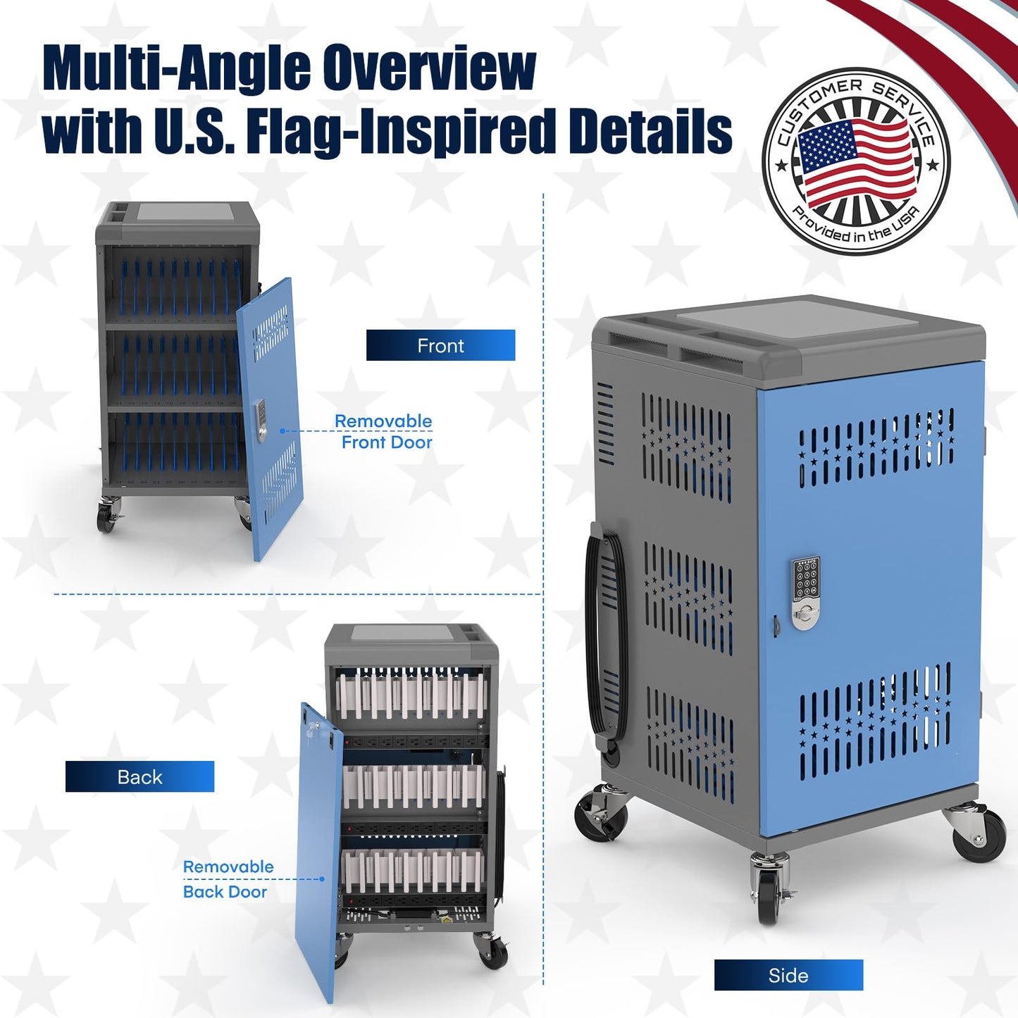MetaTeel Laptop Cart on Wheels, Fully Assembled 30 Device Charging Cart with Lockable Door, Fits Devices for Laptops, iPads, Chromebooks Up to 14-inch, Ideal for School, Office & Educational Use