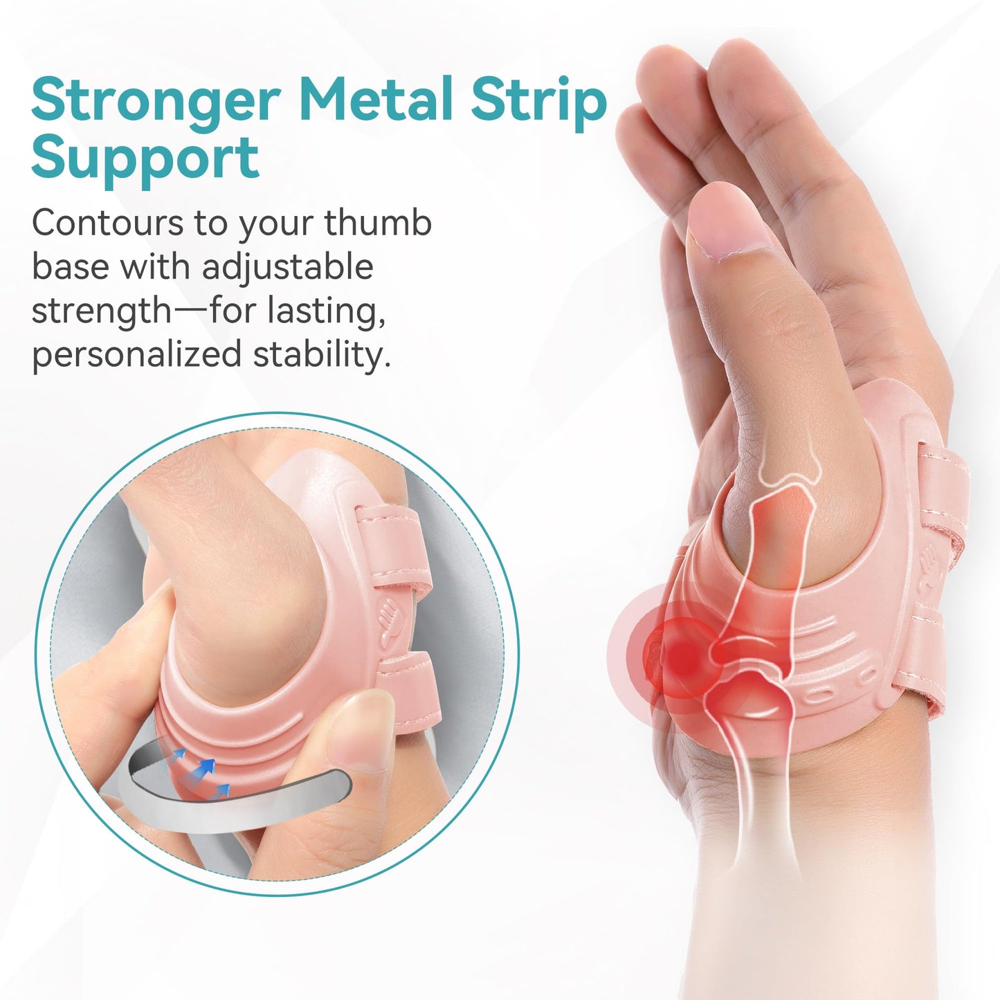 FORTEMOTUS CMC Thumb Brace, Upgrade Thumb Splint for CMC Joint Pain Relief and Support, Osteoarthritis, Tendonitis, Arthritis, CMC Joint Thumb Arthritis Brace: for Women Men (Pink, Right Hand, Large)