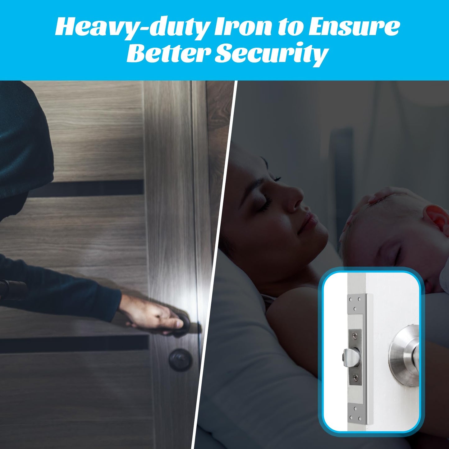 Blulu 2 Pcs Door Latch Guard Plate 7 Inch Outswing Angle Latch Protector Shield L Shaped Security Reinforcement Striker Plates to Block Access to Door Lock Deadbolt
