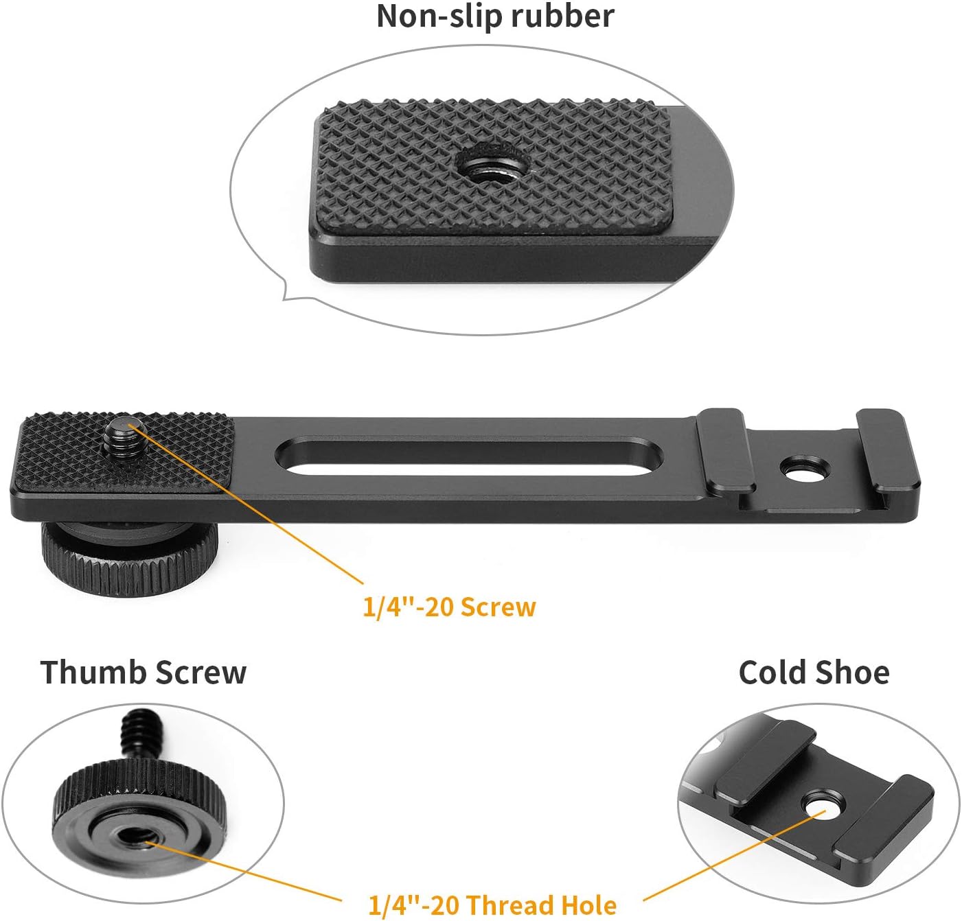 ChromLives 1/4'' A6400 6300 6500 6000 4 Cold Shoe Bracket Extension Bar, Hot Shoe Extension, Microphone Mount