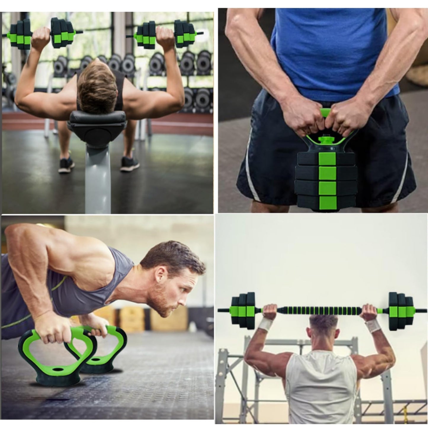 Adjustable Dumbbell Set, 4 in 1 Free Weights Dumbbells Set with Connector, Barbell Weight Set Used As Kettlebells, Barbell, Push Up Stand, Fitness Exercise for Home Gym Suitable Men/Women