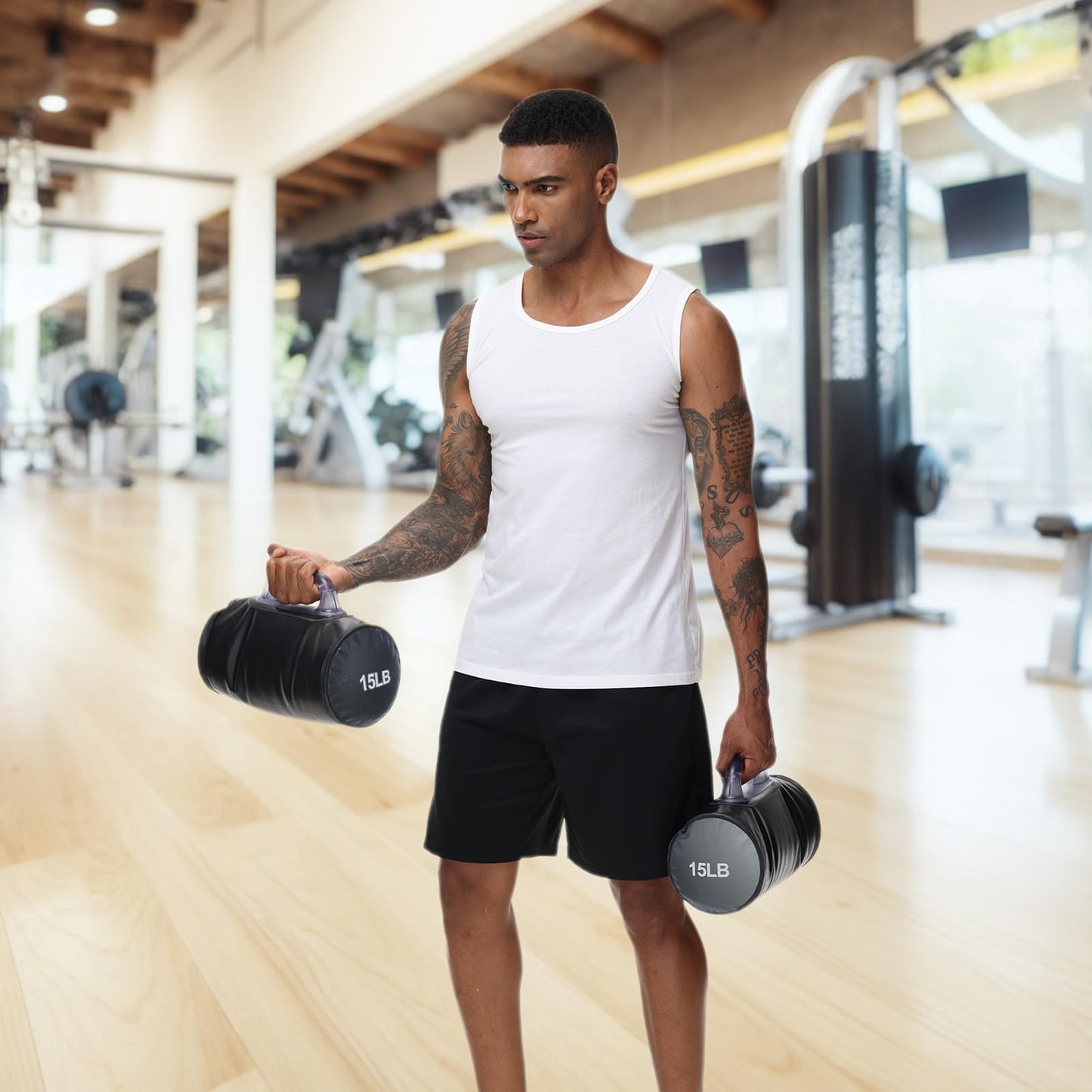 DEIRIS Water Dumbbells, Water Filled Training Dumbbells, Travel Weights Set, Adjustable Weights to 15-30 Lbs/Pair, Portable Gym for Strength Training, Fitness and