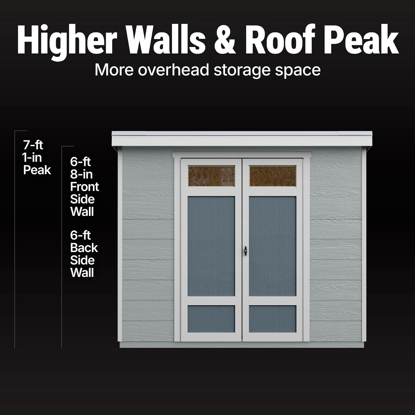 Handy Home Products Highland 8x6 Modern Wooden Storage Shed with Floor Kit and Palram roof- Does not Include Paint