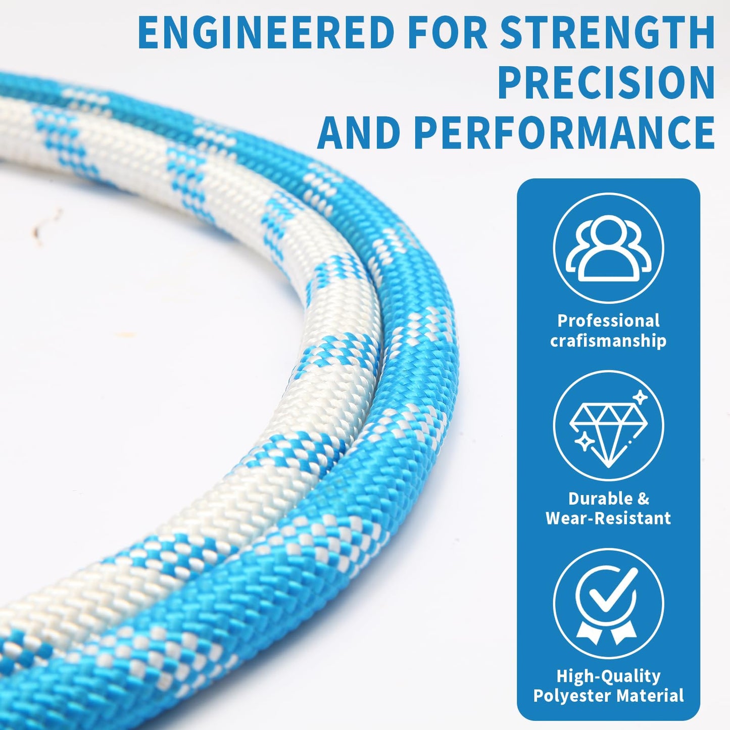 Double Braid Arborist Rope, 1/2 Inch x 100 ft, 9000 LBS Breaking Strength Heavy Duty Tree Climbing Rope, Outdoor Swing Rope for Trees, Climbing, Sailing & General Use