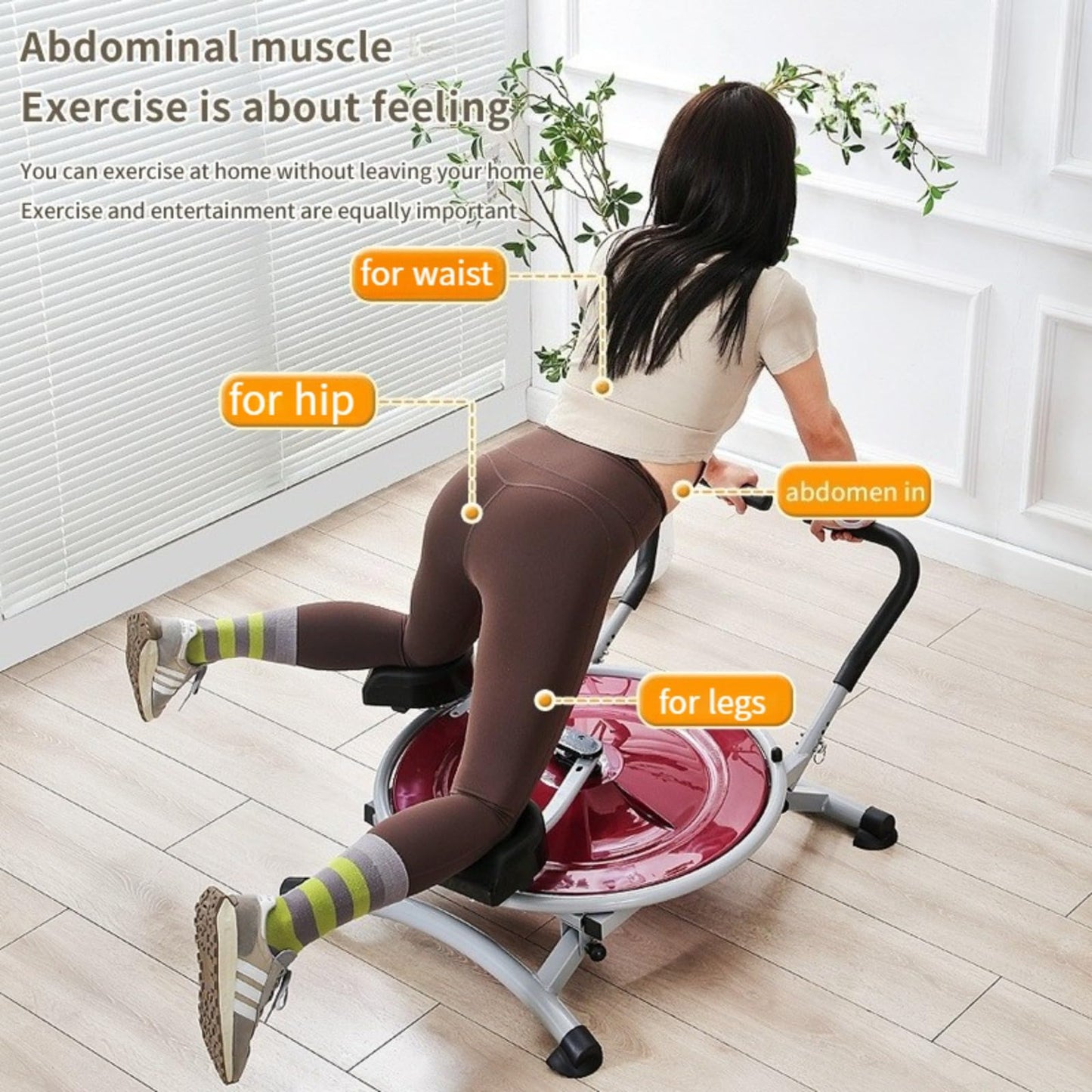 Ocdin Ab Circle Pro Abdominal Trainer, Core Workout Fitness Equipment with Rotatable Kneeling Pad for Home Gym, Waist, Glutes & Legs Exercise (Red)