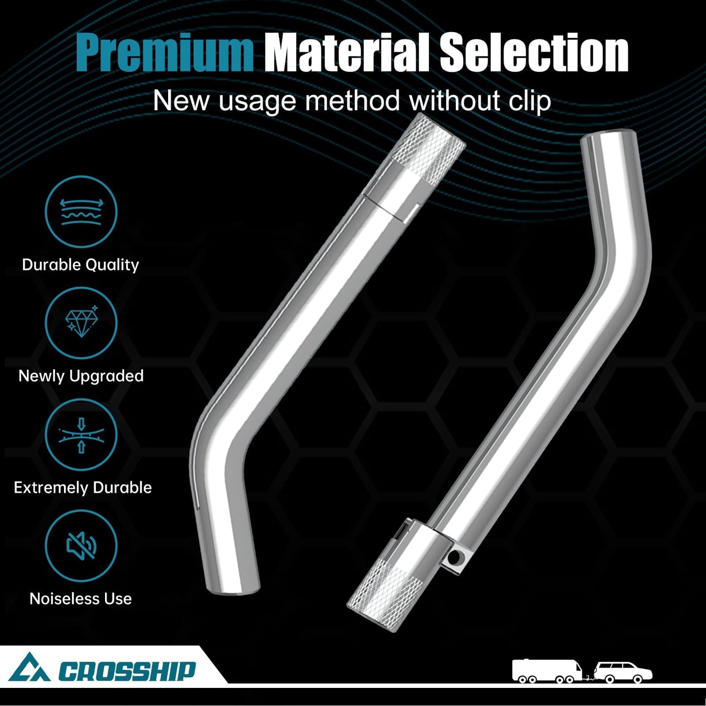 CROSSHIP 5/8-Inch Trailer Hitch Pin - No Clips Required - Lock Hitch Pin with Chrome Steel Pivot - Fits 2, 2-1/2 or 3-Inch Receiver, for B&W, Rhino, Curt Trailer Hitches Tow Replacement Pins