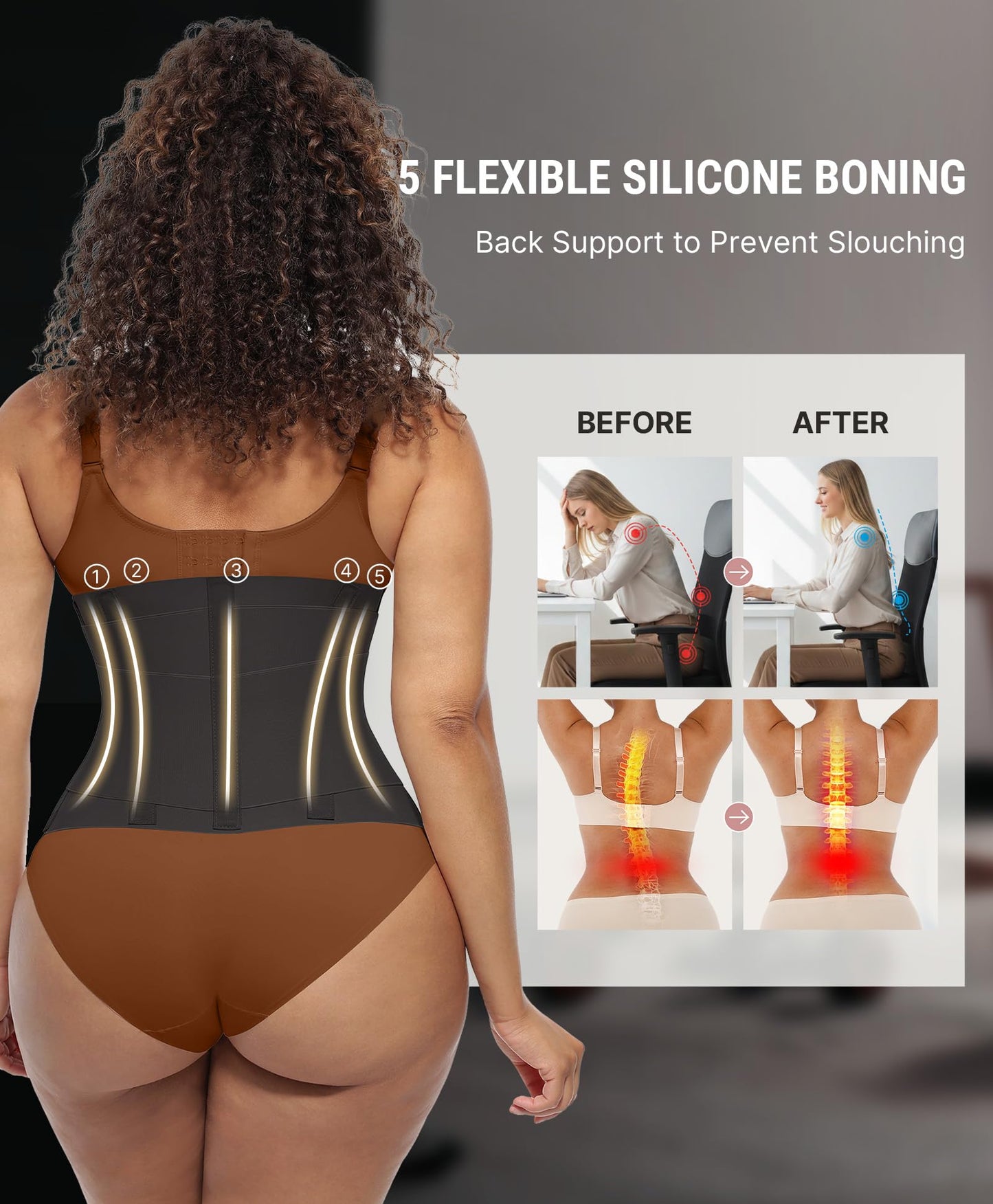 FeelinGirl Corset Perspiring Workout Waist Trainer Corset Trimmer Belt for Women Tummy Control Black M