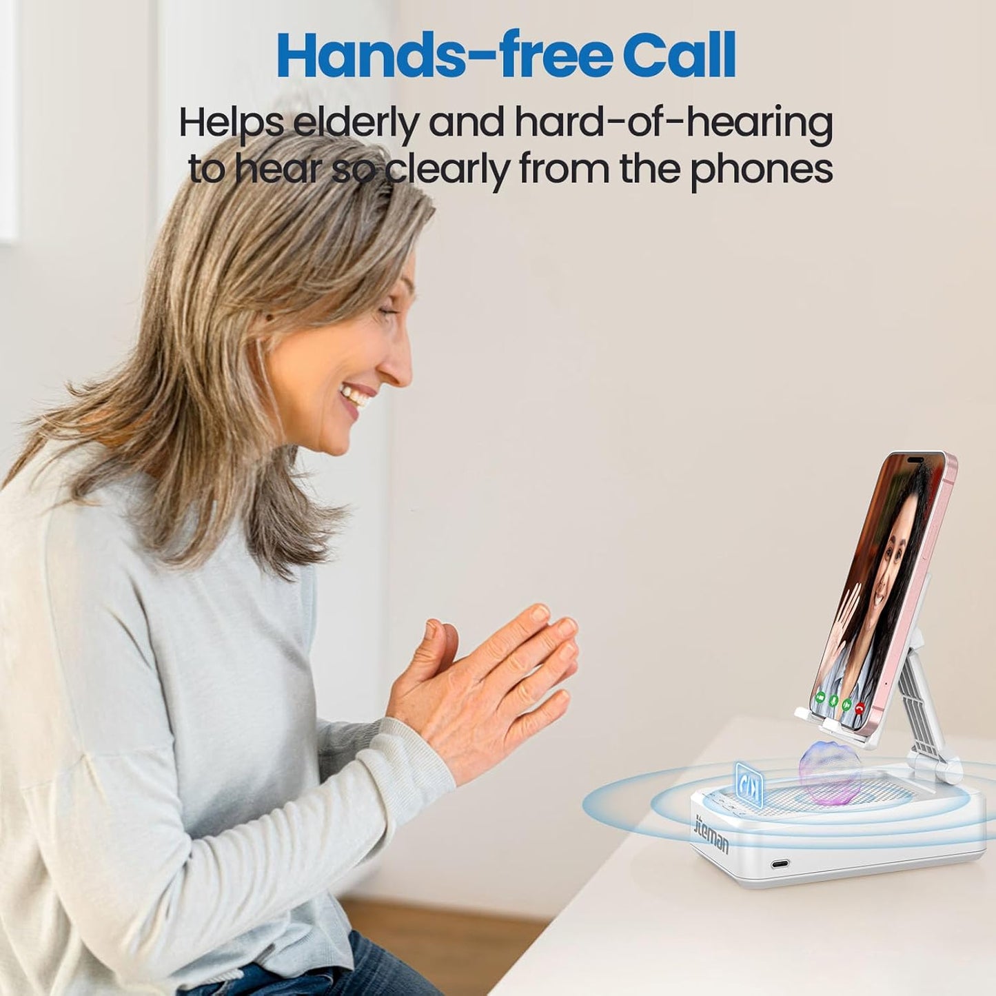 JTEMAN Portable Phone Stand with Speaker Bluetooth Wireless,Gifts for Men Women,Birthday for Women,Kitchen Gadgets