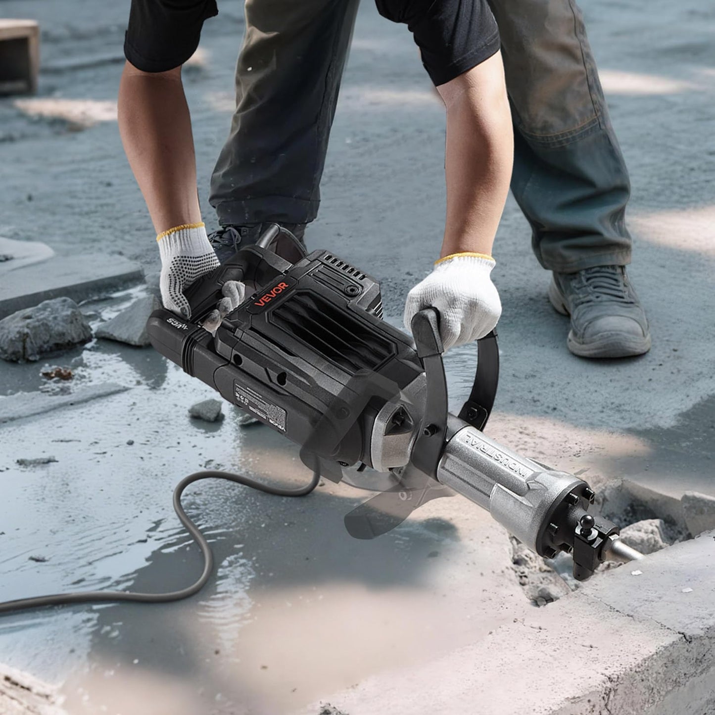 VEVOR Demolition Jack Hammer, 3000 W Powerful Electric Jackhammer, 1700 BPM Concrete Breaker with a Point Chisel, Carrying Case, Gloves, Goggles, for Concrete, Wall, Brick, Tile and Foundation