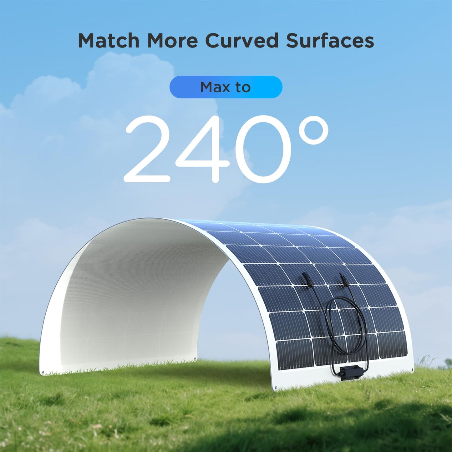 Callsun 400W Flexible Solar Panel Set (2x200W), Cool-Running White Design, Premium ETFE Solar Array, Weatherproof Power Solution for Catamaran, Large RV, and Shed