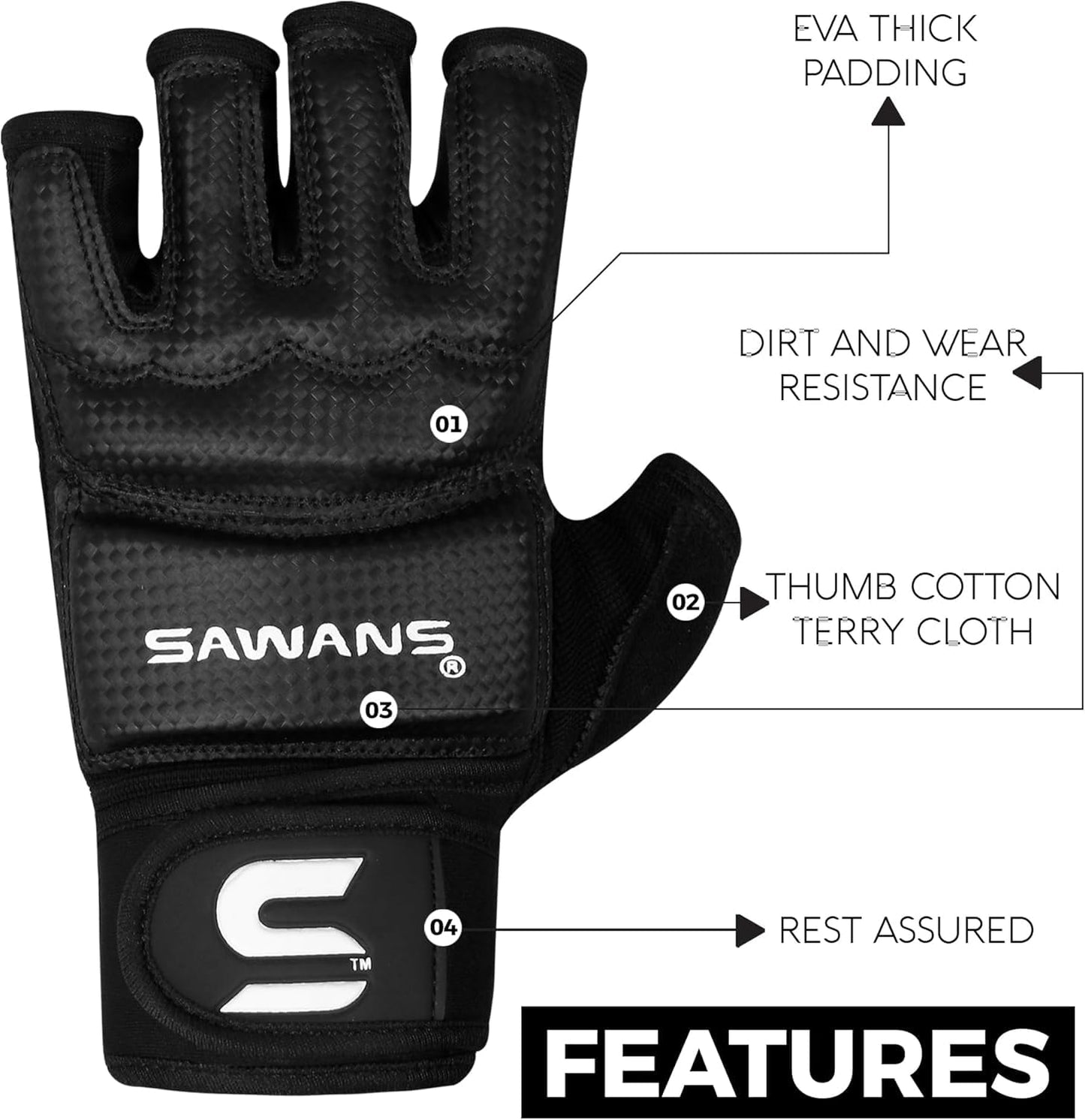 SAWANS MMA Gloves Karate Mitts Punch Bag Boxing Gloves Martial Arts Combat Taekwondo Kickboxing Mitts Fighting Grappling Training for Womens Mens Adults (Black, L)