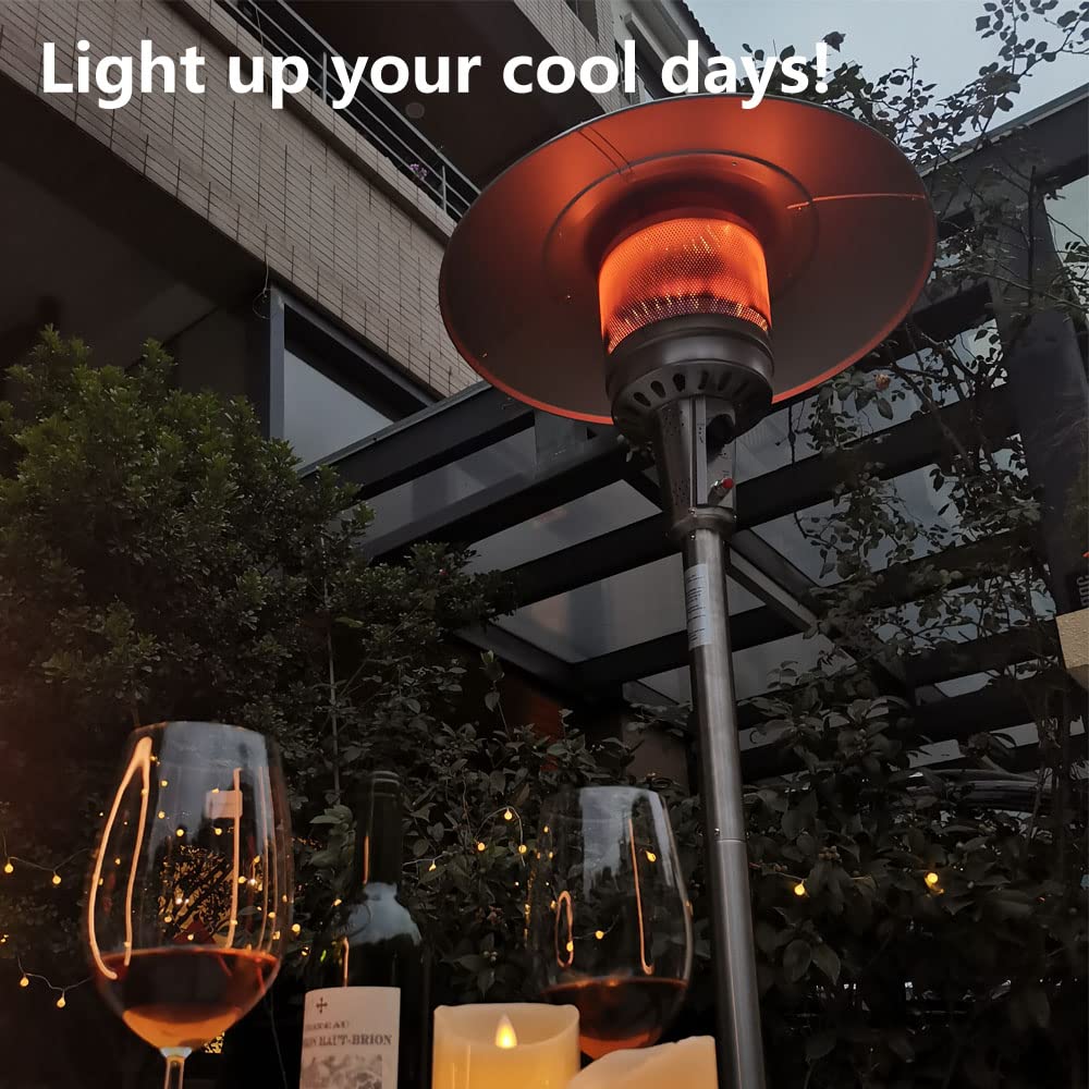 Gas Patio Heater with Wheels And Cover，48,000 BTU of Outdoor Portable LP Propane Commercial Heater ，automatically shuts off gas flow,with CSA Certified for Garden