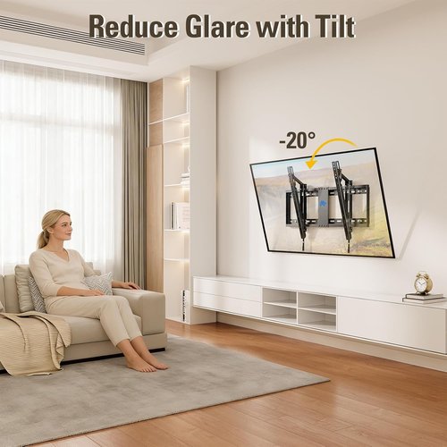 Mounting Dream Tilt TV Wall Mount - Fits 42-70 Inch TVs, 20° Tilt, VESA 200x100 to 600x400mm, 132 lbs Capacity