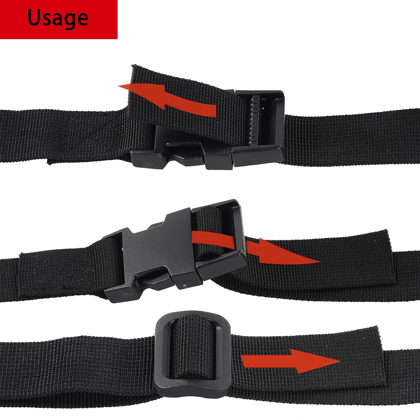 Marhaliya 40" Strap Buckle Packing Straps Adjustable 1-Inch Belt (1" Wide - 40" Long, Black (4 PCS))