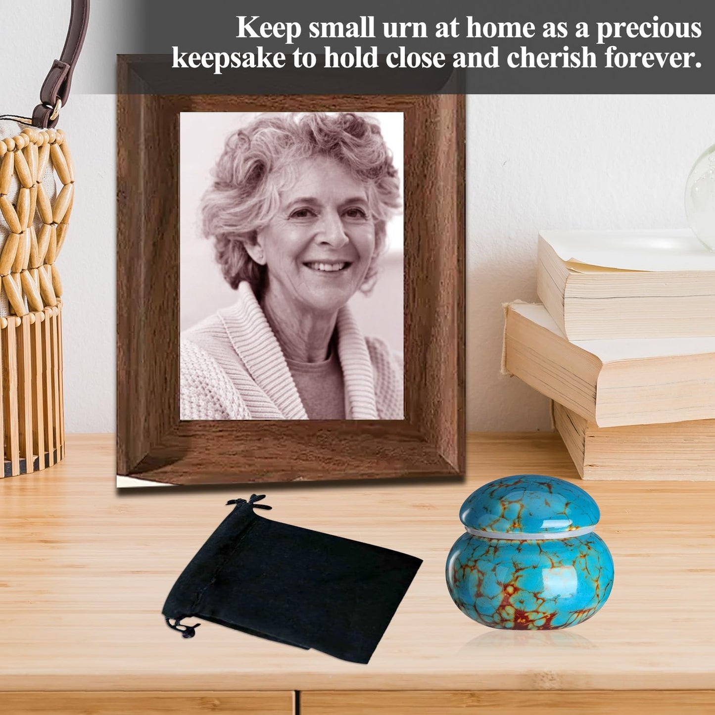 Small Urns for Human Ashes Keepsake,Ceramic Small Cremation Urn for Ashes for Women Adult Male with Gift Box and Velvet Bag 1.6'' Mini Urns for Pet Urn Dog Cat Ashes Keepsake Blue