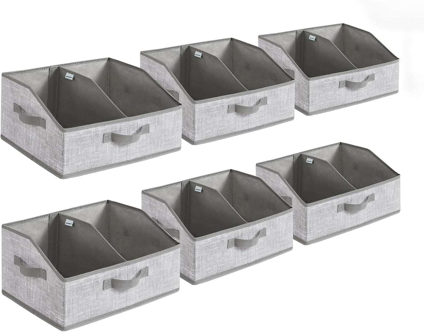 SONGMICS Storage Baskets Set of 6 - Foldable Fabric Bins with Removable Dividers | 15.7 x 11.8 x 7.9 Inches, Cattail Gray
