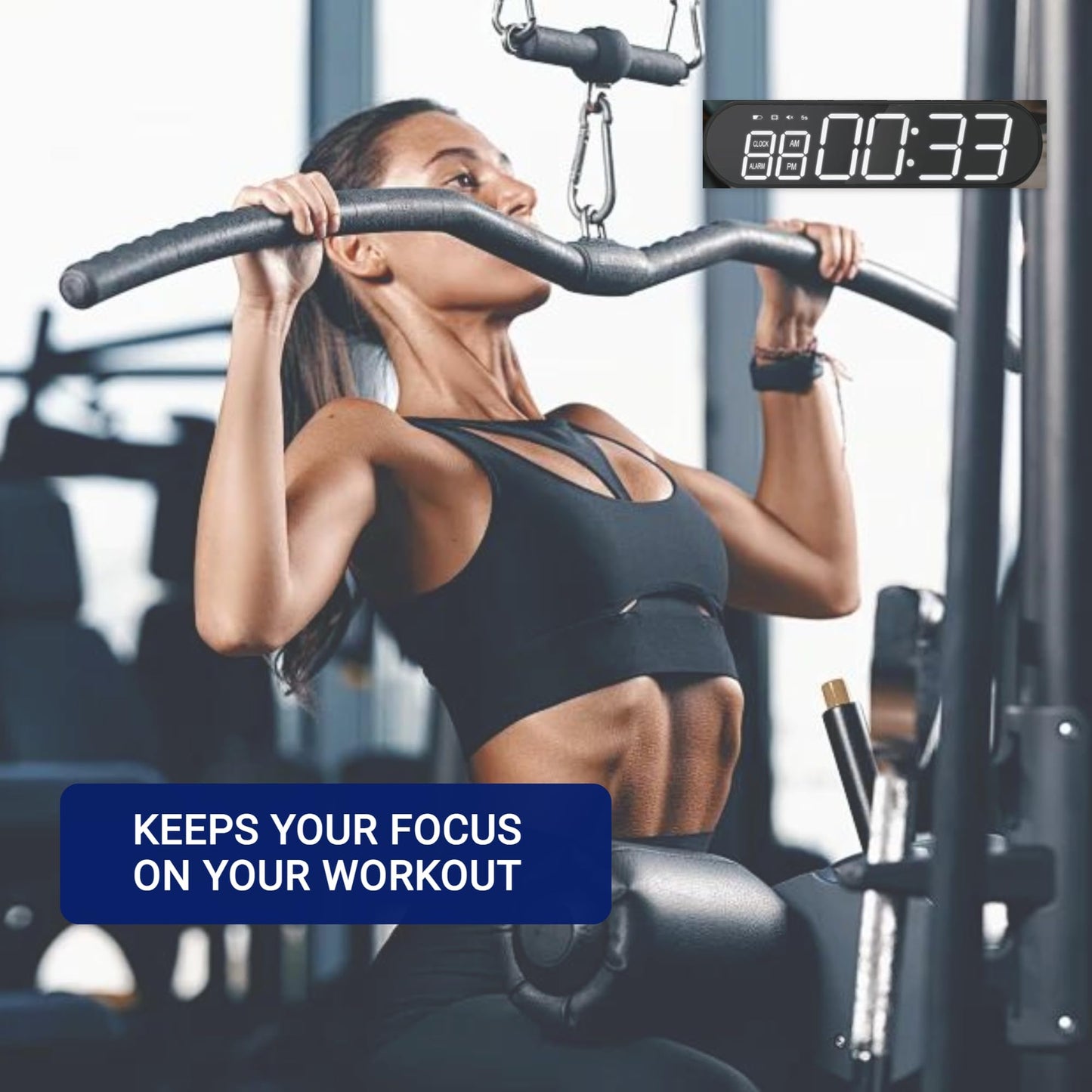 Portable Gym Clock Timer, Interval Workout Timer with Countdown/UP/Stopwatch/Alarm, 1000mAh USB Fitness Exercise Clock for Home Gym, Garage, School, Garden