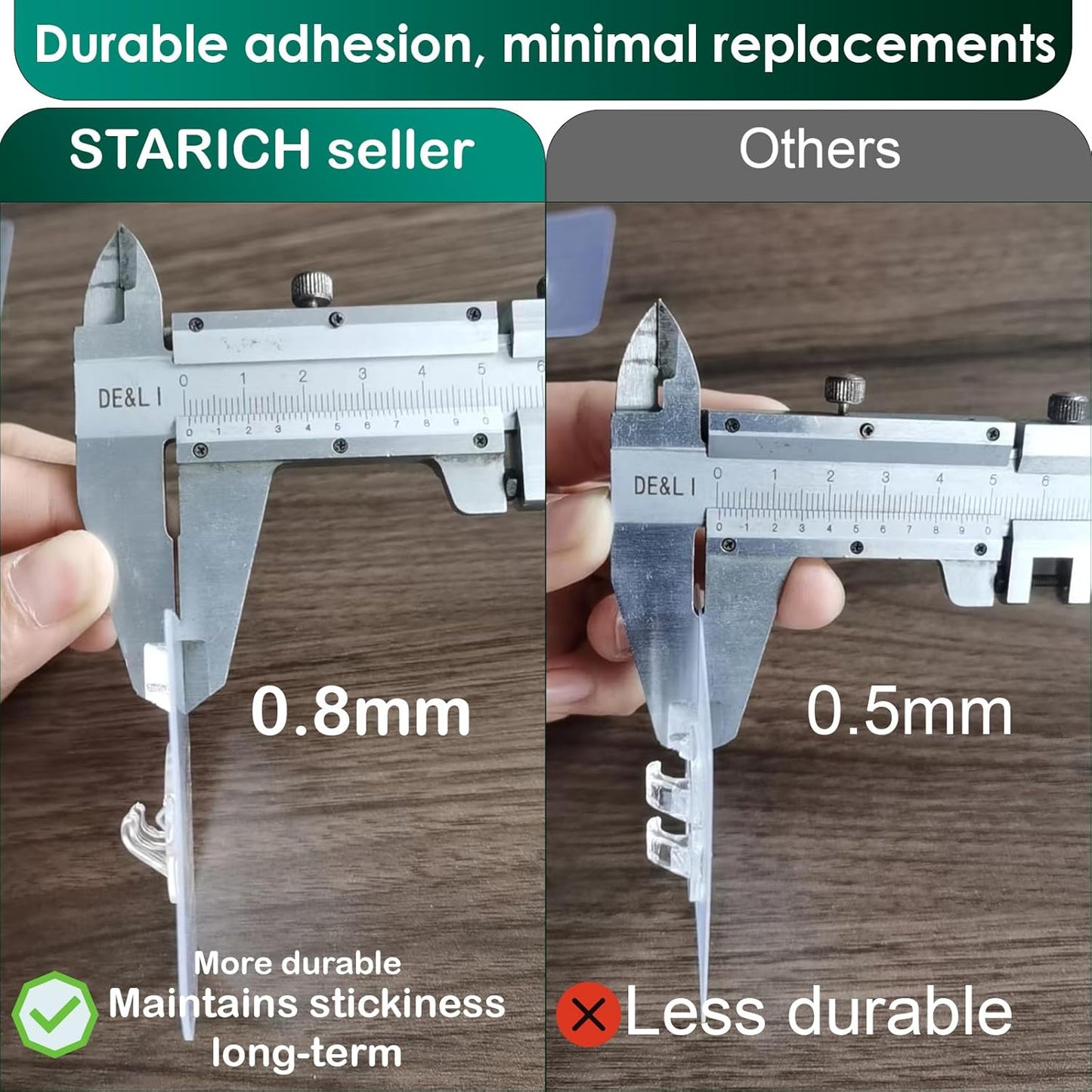 Skiennix Shower Caddy Adhesive Replacement Stickers - Strong Suction Hooks for Bathroom Storage | 3 Hooks, Transparent