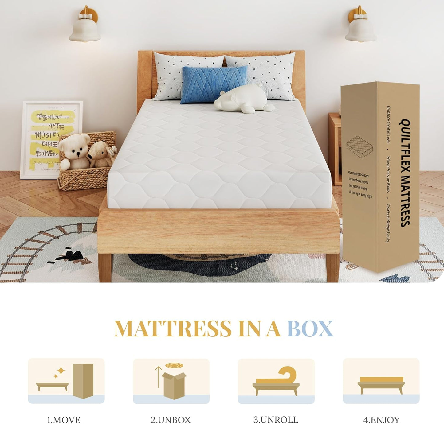 Skiennix 5-Inch Twin Size Memory Foam Mattress - Medium Firm Support, Pressure Relief, CertiPUR-US Certified