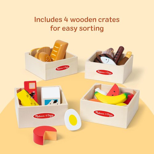 Melissa & Doug Food Groups - 21-Piece Wooden Pretend Play Food Set | Kids Kitchen Accessories for Ages 3+