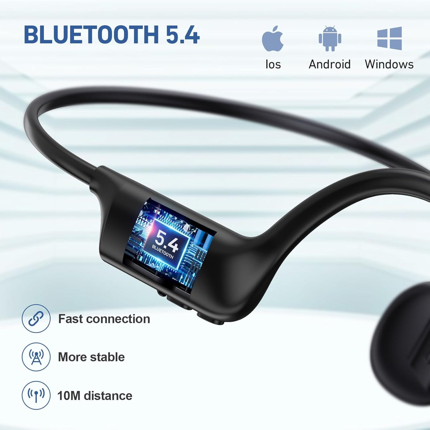 5.4 12H IPX6 Headset Bone Conduction Headphones Bluetooth Open Ear Headphones with Mic, Wireless Earphones, Sports