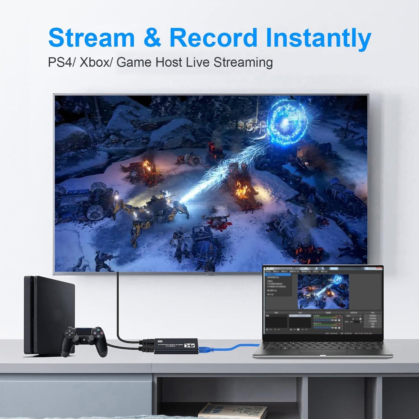 dobestyou 4K 3.0, 1080p 60fps, PS5, Capture Card Black for Streaming, Recording & Gaming Video Capture Device with USB