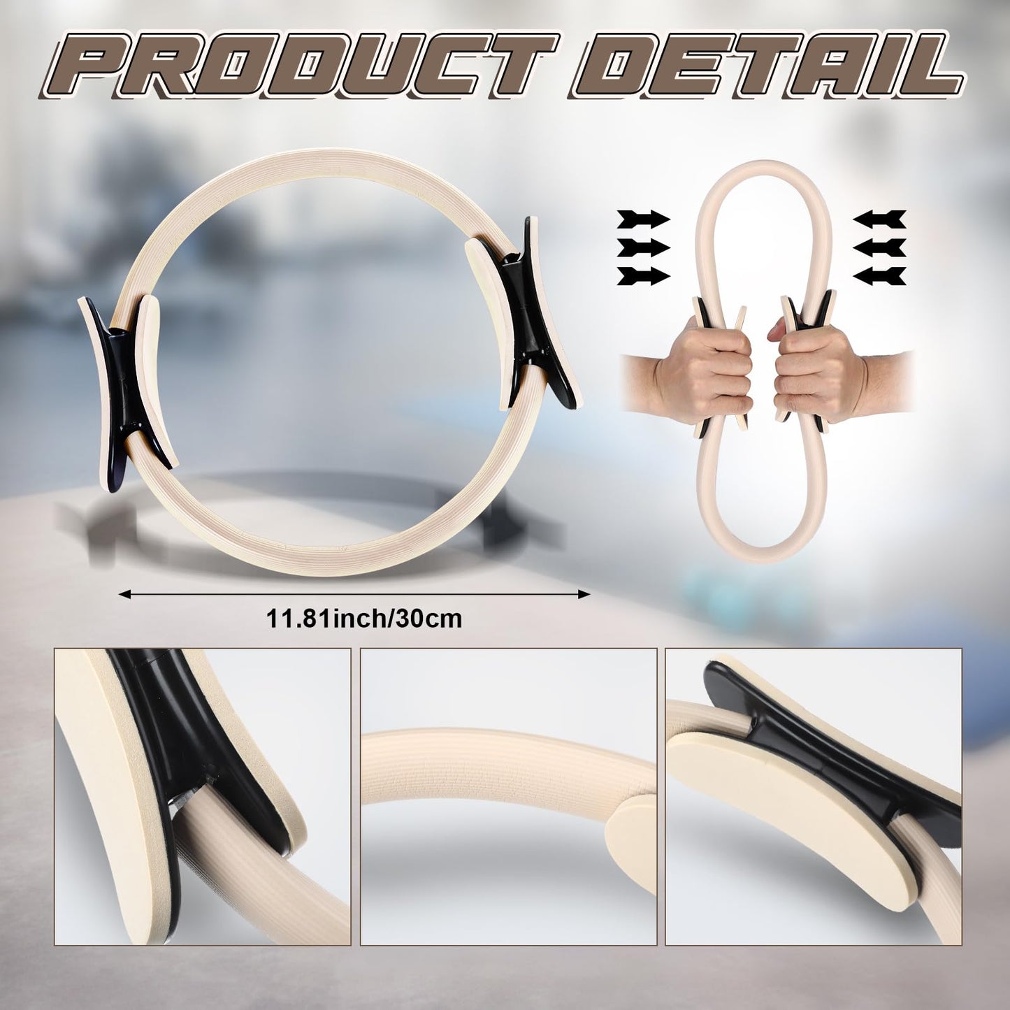 Syhood Pilates Ring 11. 81 Inch Pilates Circle Yoga Ring Magic Lightweight Flexible Workout Equipment for Fitness Physical Therapy Resistance Exercise Arms Legs(Beige,6 Pcs)